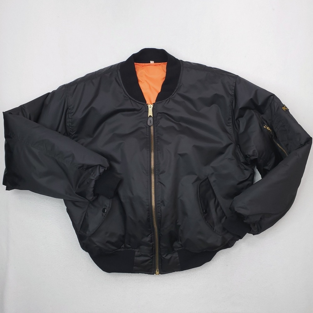 Rothco MA 1 Bomber Jacket Mens XL Black Orange Intermediate Flyers Military